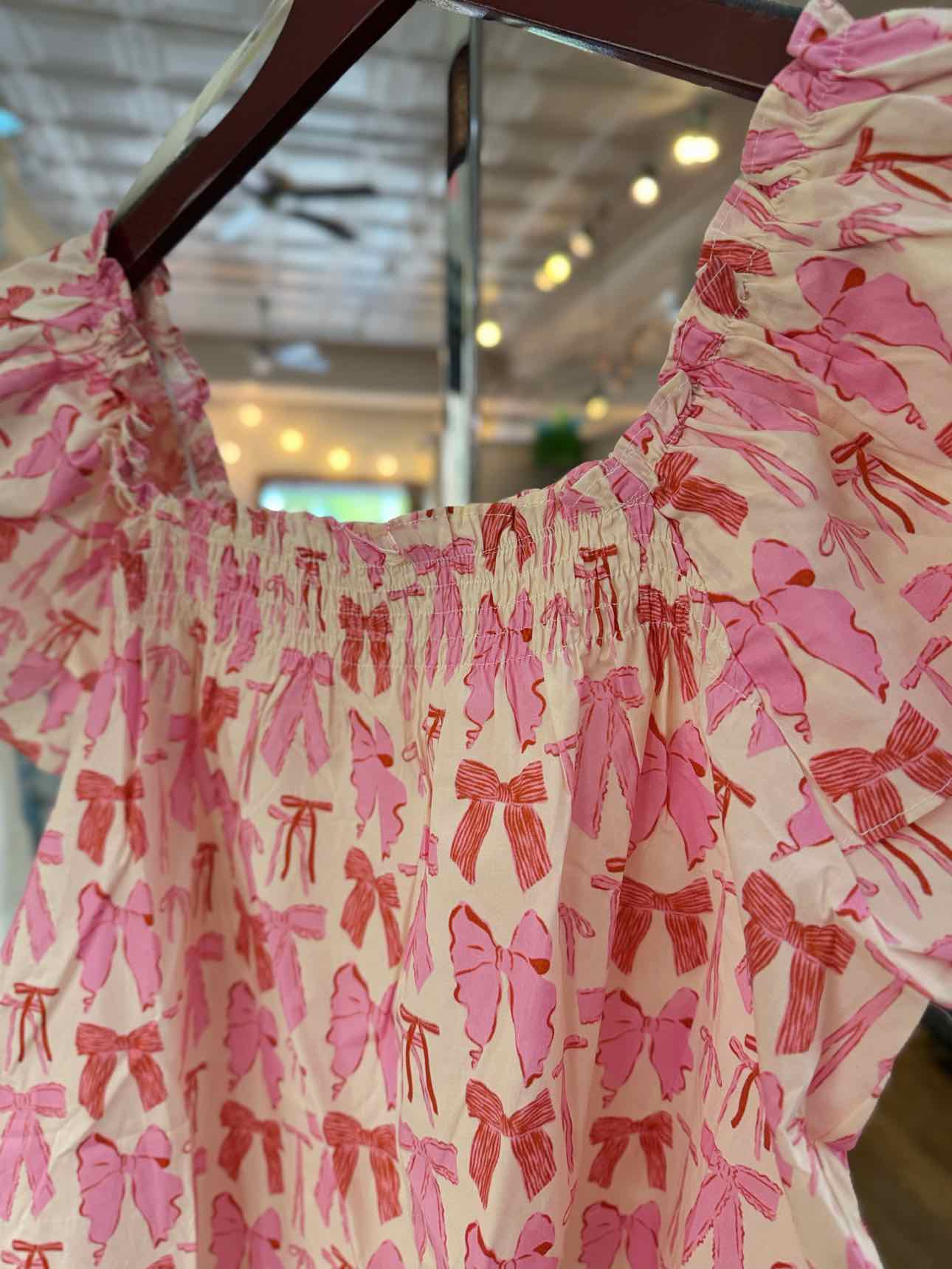 She & Sky Pink Bow Shirt