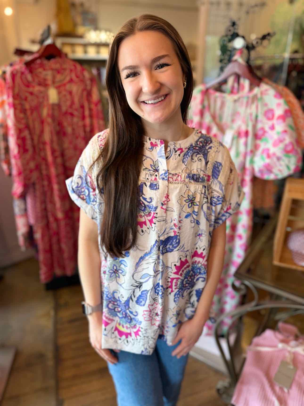 Umgee Blue Floral Top