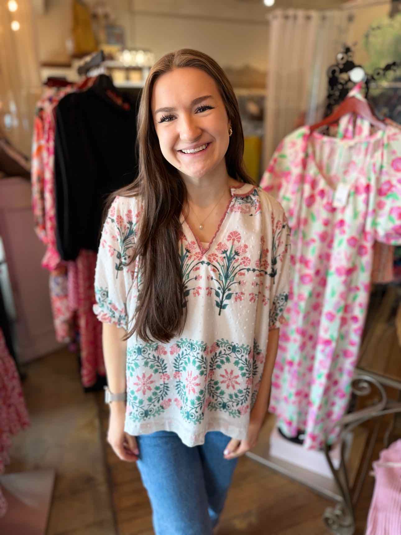 Umgee Pink Floral Top