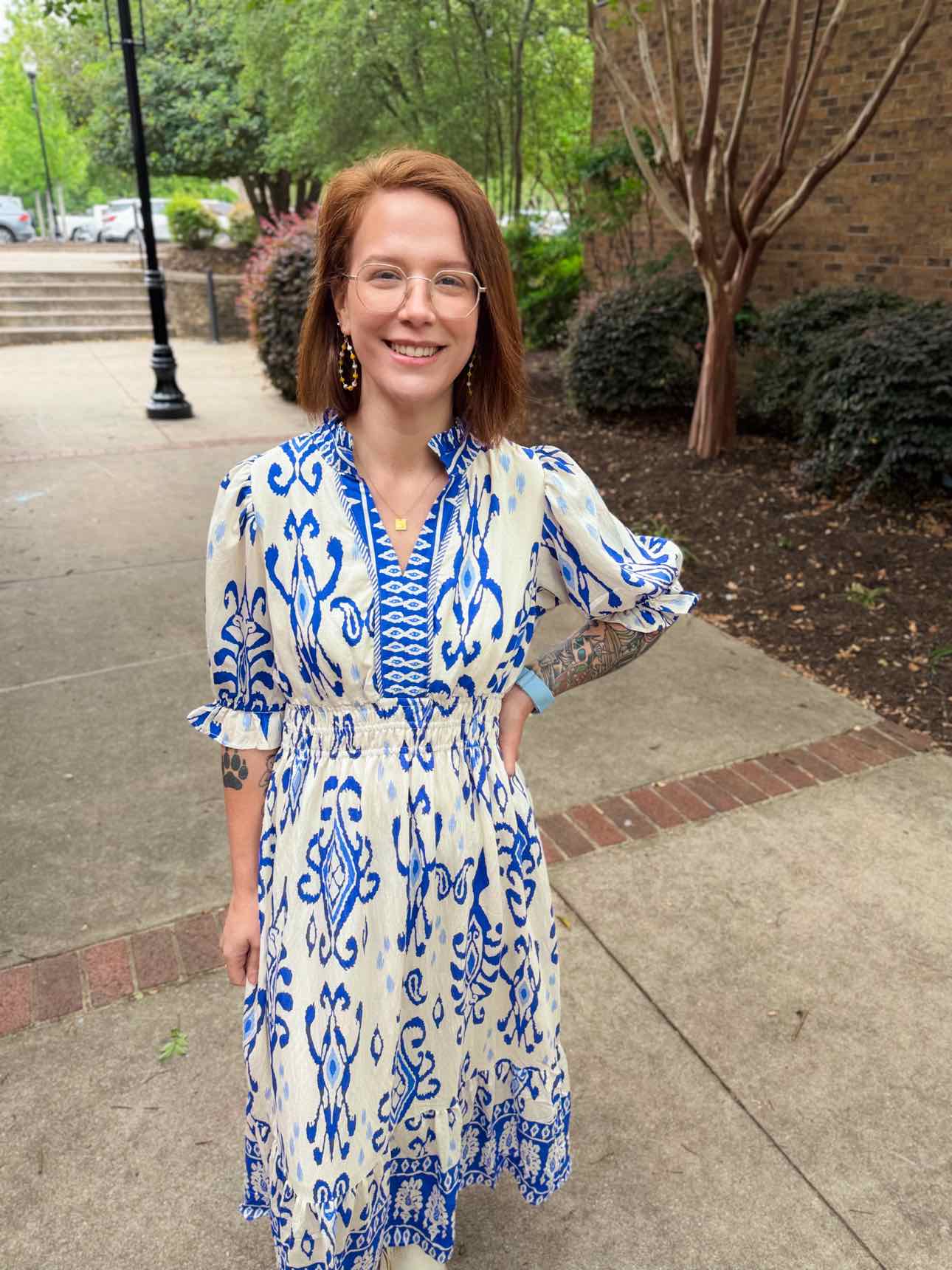 Umgee Blue Pattern Dress