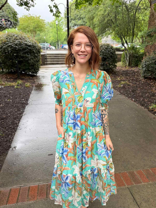 Umgee Blue Floral Dress