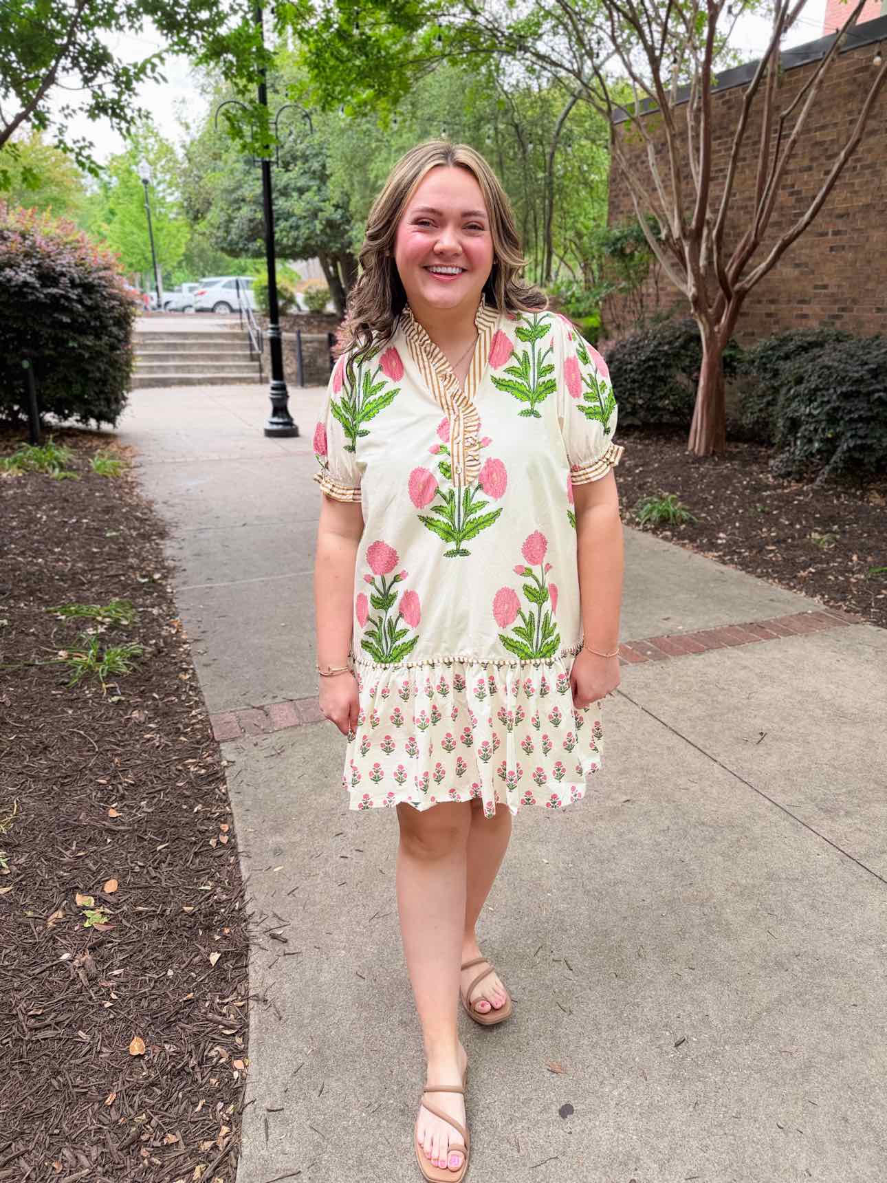 Umgee Tan Floral Dress