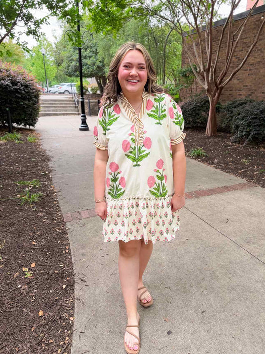 Umgee Tan Floral Dress
