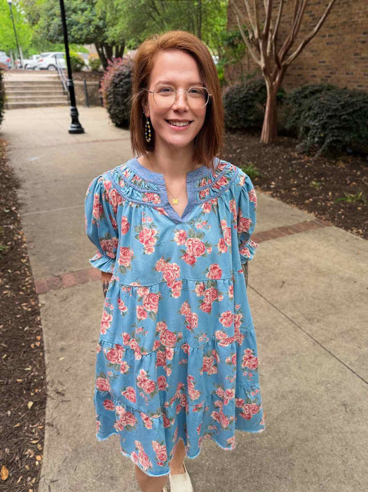 Umgee Blue Floral Dress