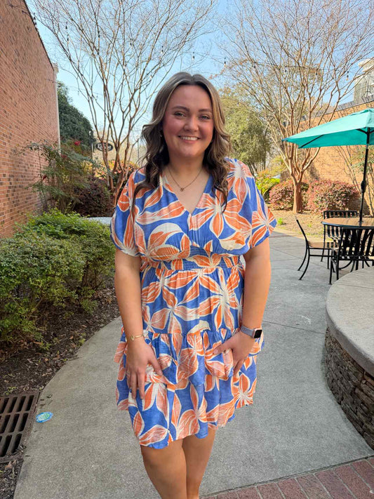 She & Sky Orange/Blue Dress