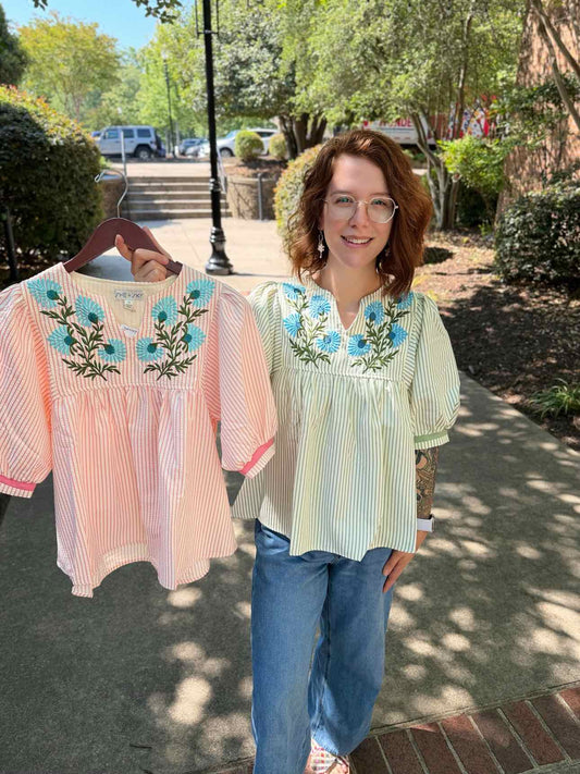 She & Sky Stripe Top