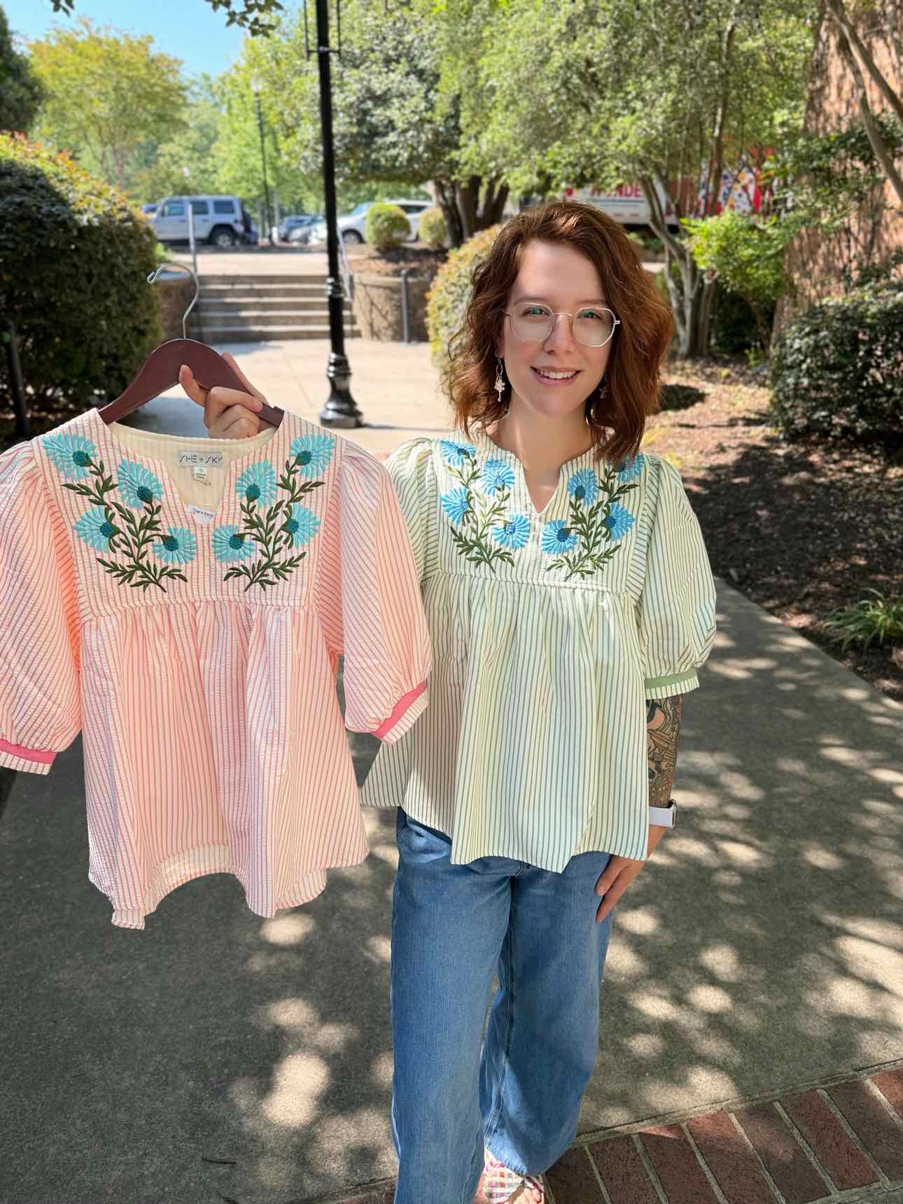 She & Sky Stripe Top