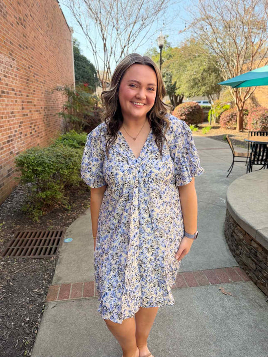 She & Sky Blue Floral Dress