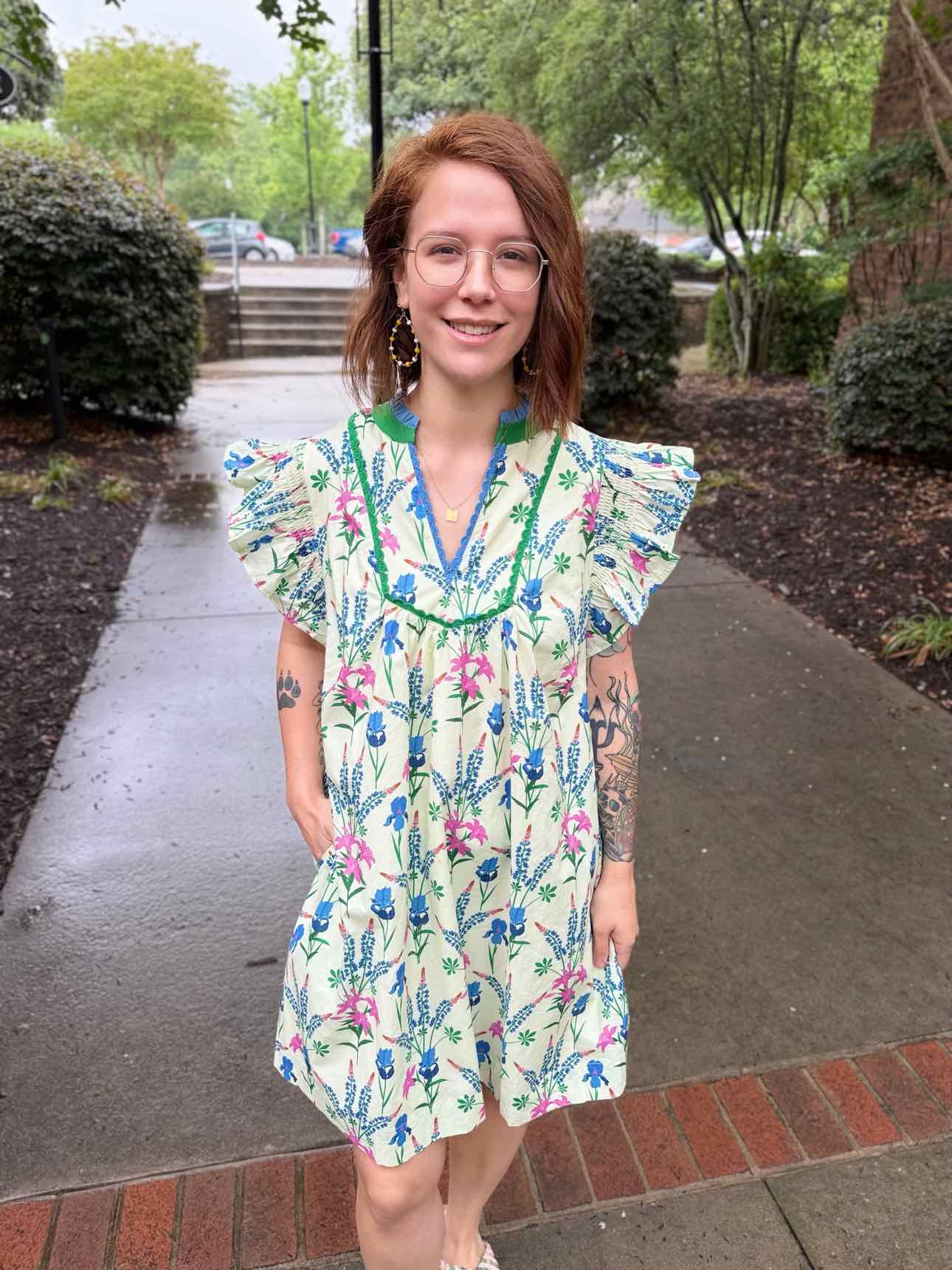 Umgee Green Floral Dress