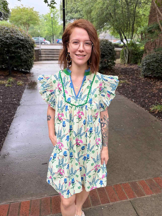Umgee Green Floral Dress
