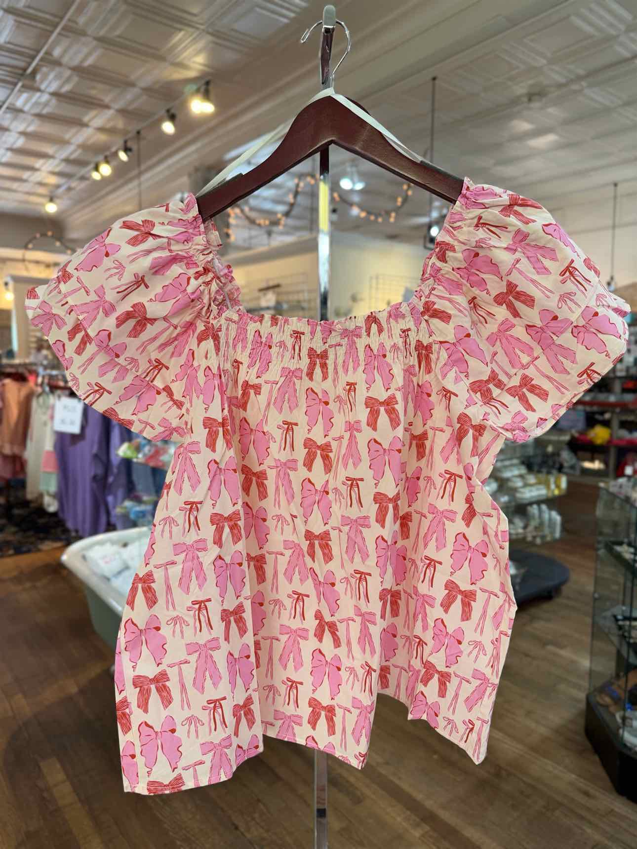 She & Sky Pink Bow Shirt
