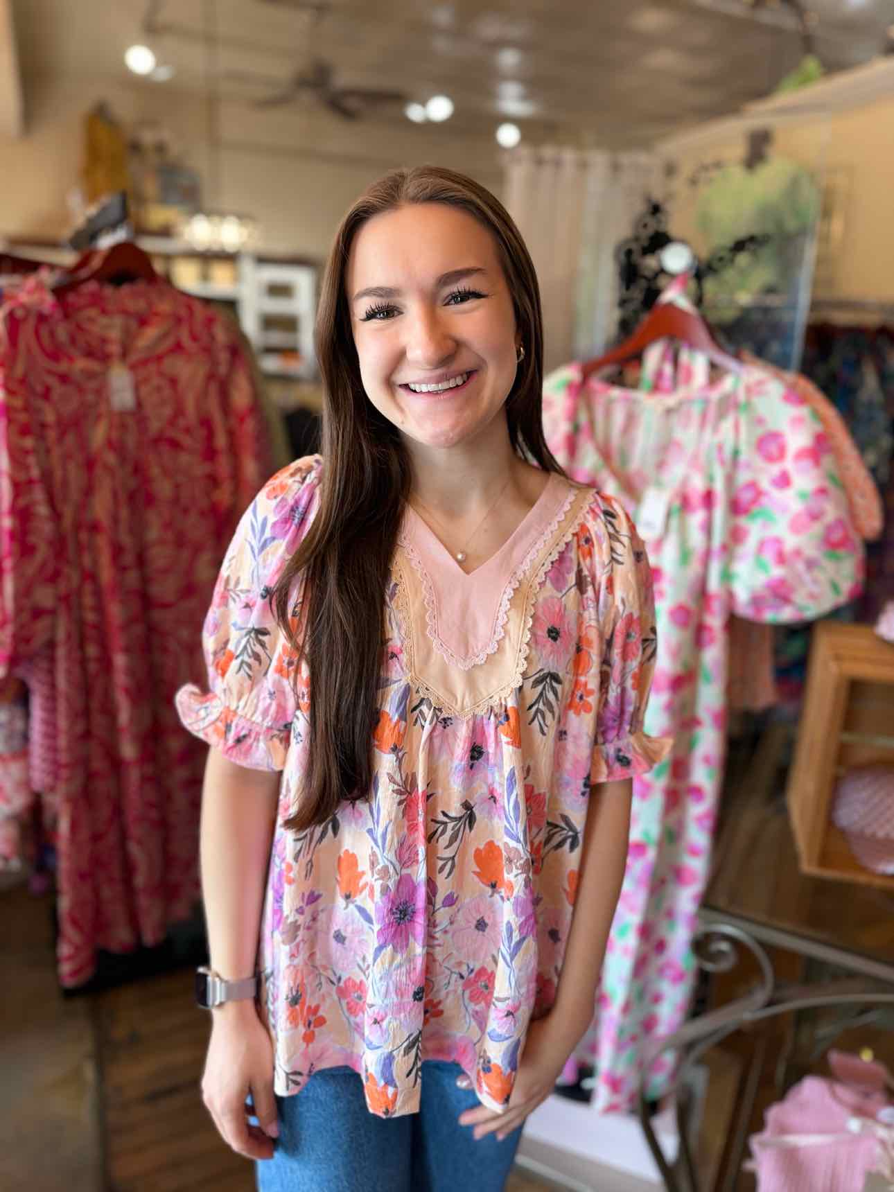 Umgee Pink Floral Top