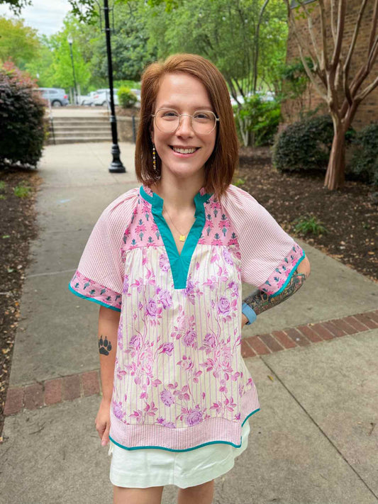 Umgee Pink Floral Top