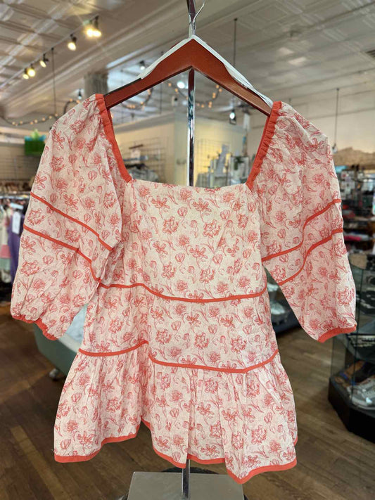 She & Sky Coral Floral Top