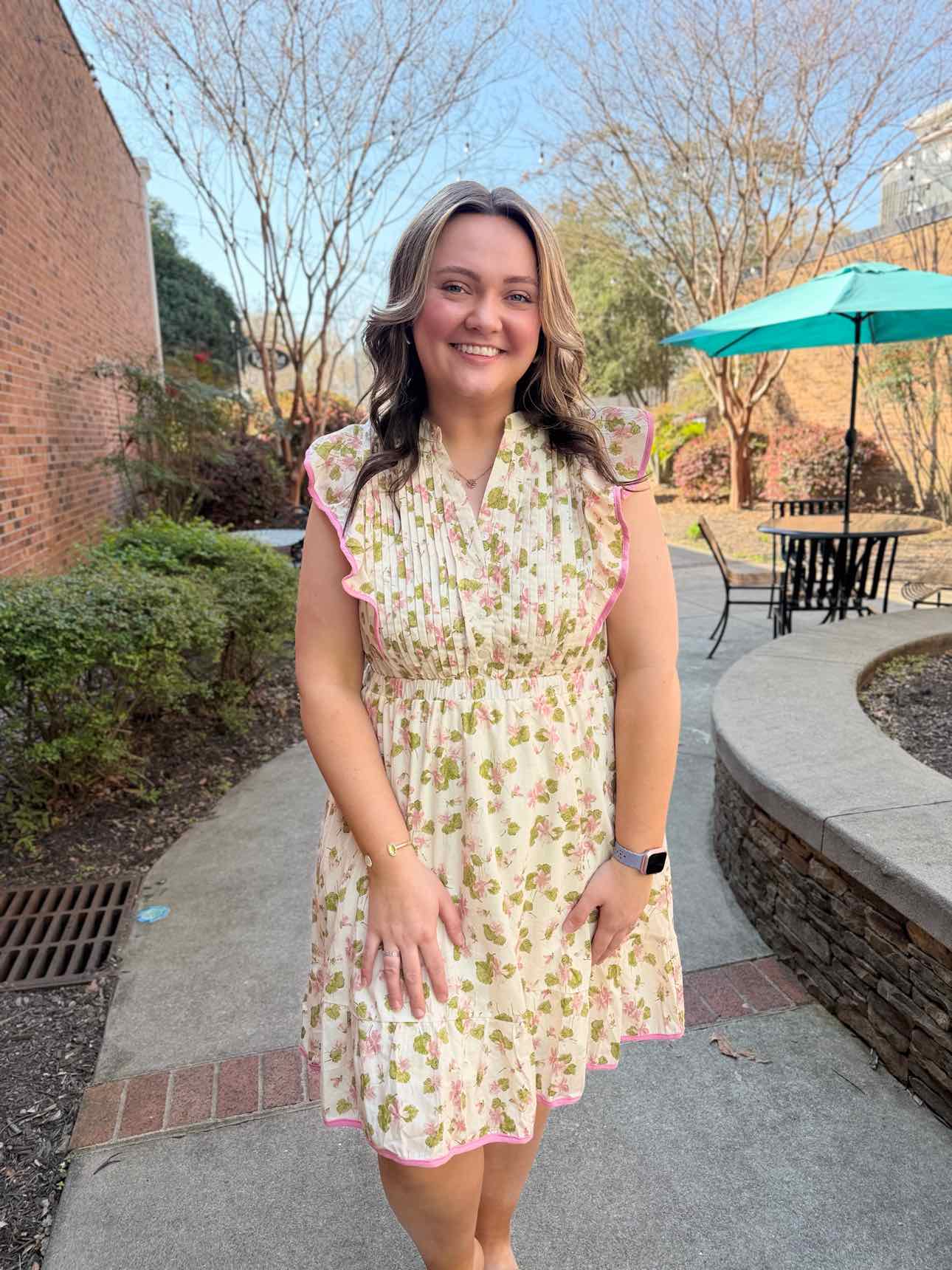 She & Sky Green Floral Dress