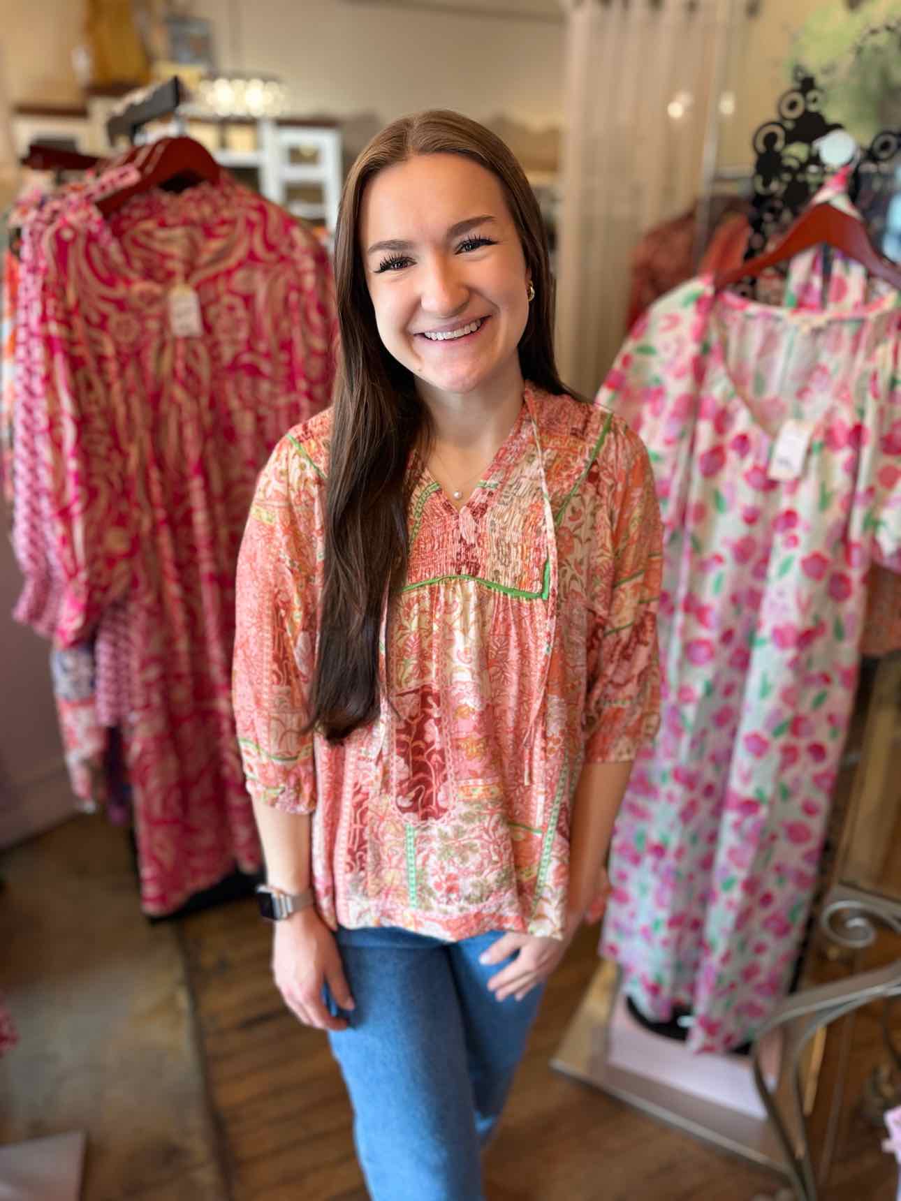 Umgee Coral Floral Top