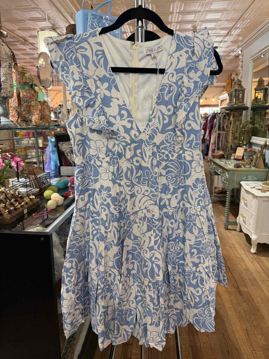 She & Sky Blue Pattern Dress