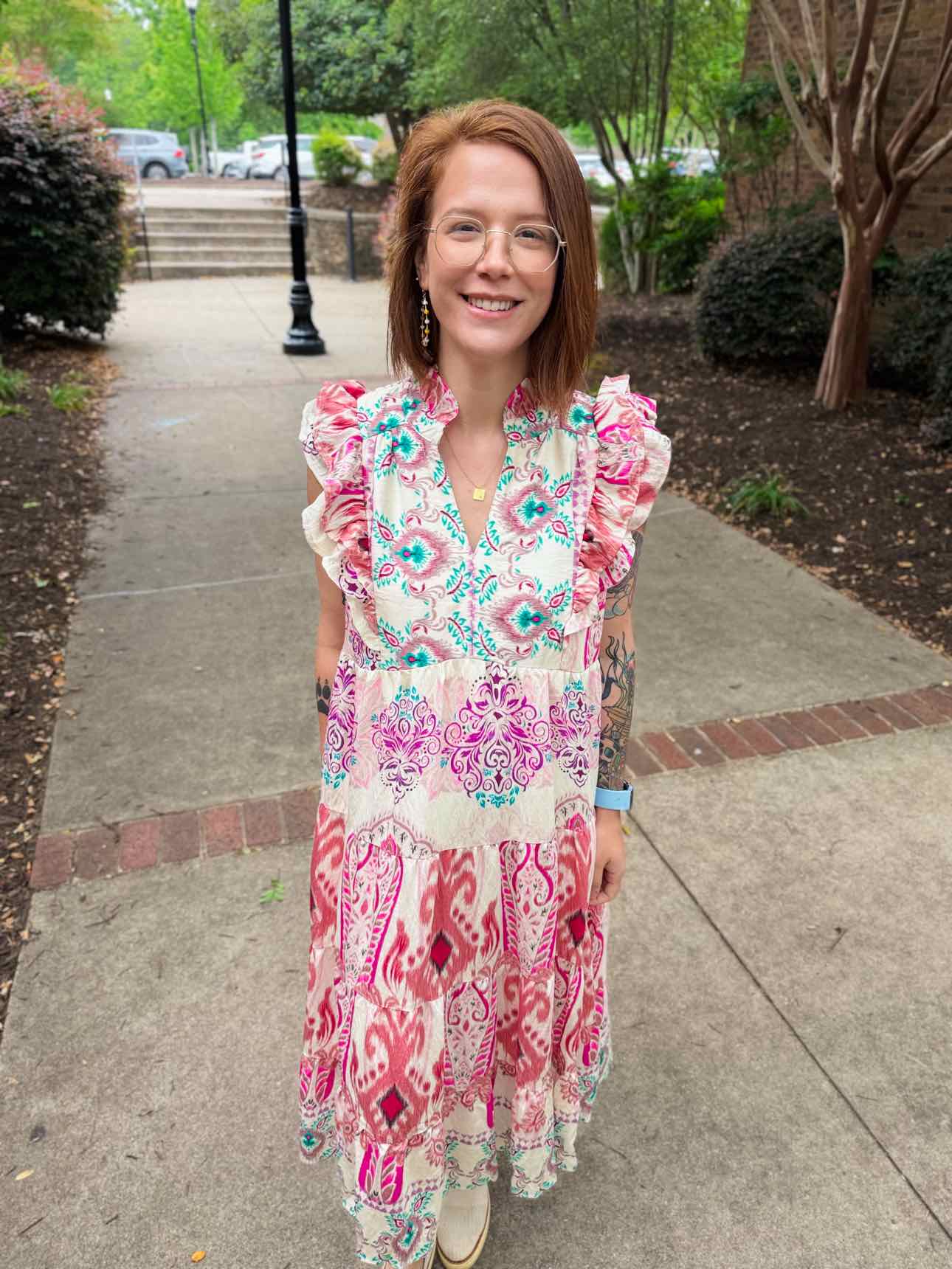 Umgee Pink Pattern Dress
