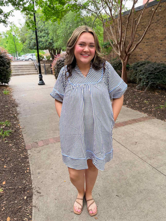 Umgee Blue Stripe Dress