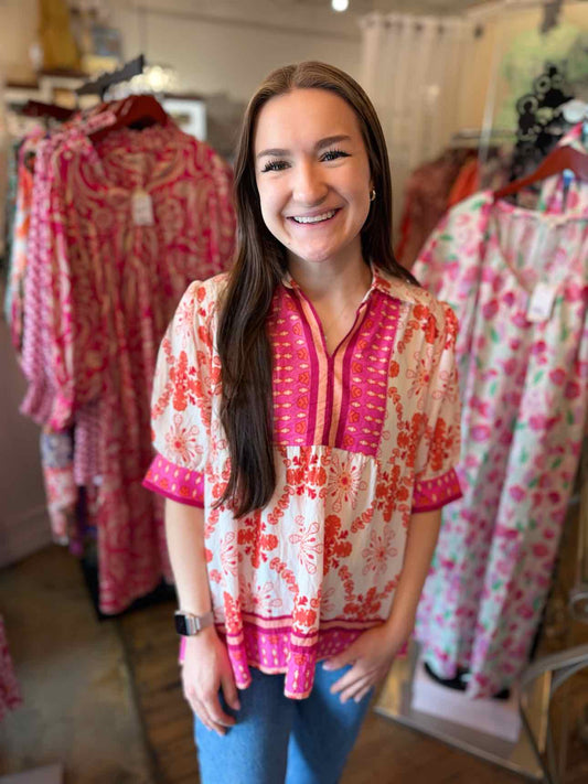 Umgee Orange floral Top