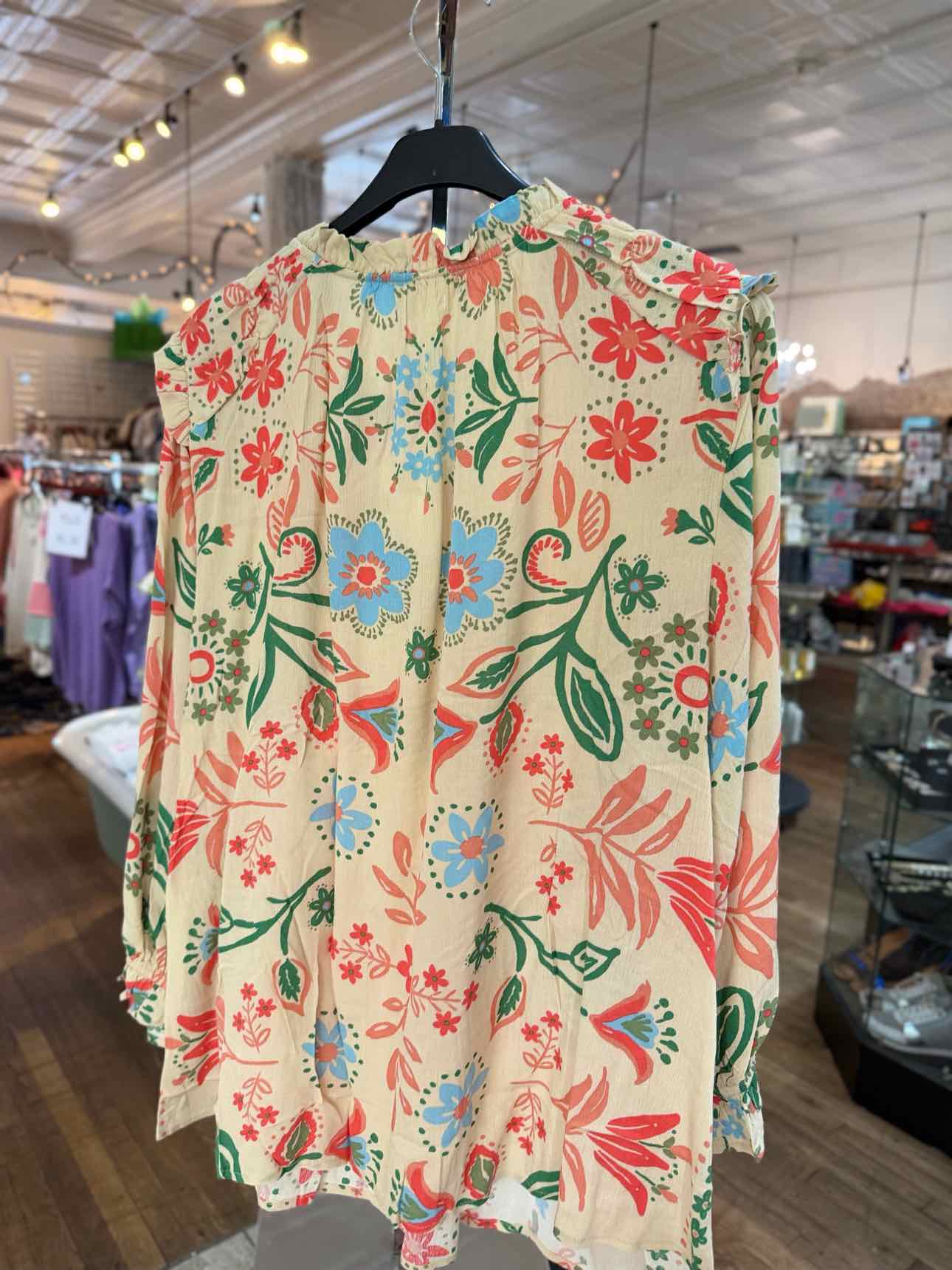 Easel Tan Floral Shirt