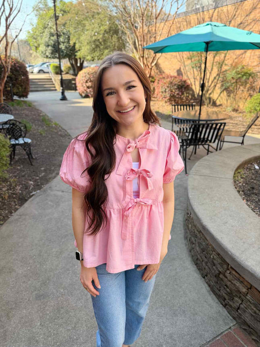 She & Sky Triple Bow Top